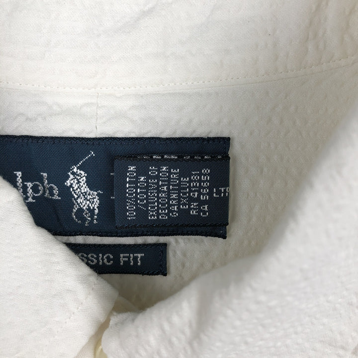 Ralph Lauren Classic Fit Seersucker Short Sleeve Button Down Shirt Men's Size L cotton white type Vintage Second Hand