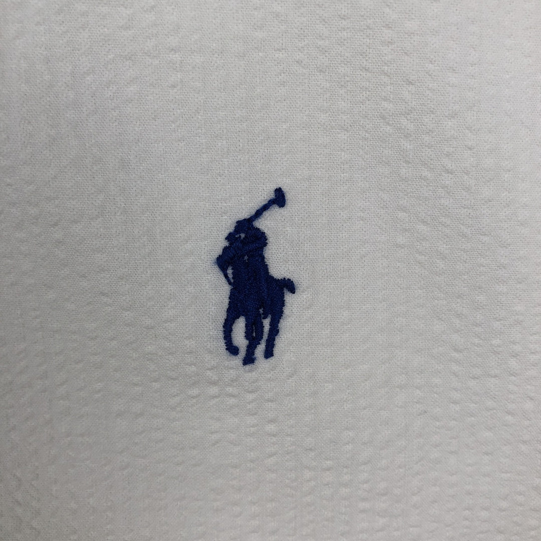 Ralph Lauren Classic Fit Seersucker Short Sleeve Button Down Shirt Men's Size L cotton white type Vintage Second Hand