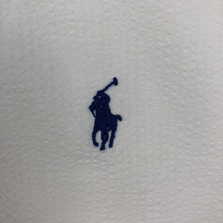 Ralph Lauren Classic Fit Seersucker Short Sleeve Button Down Shirt Men's Size L cotton white type Vintage Second Hand