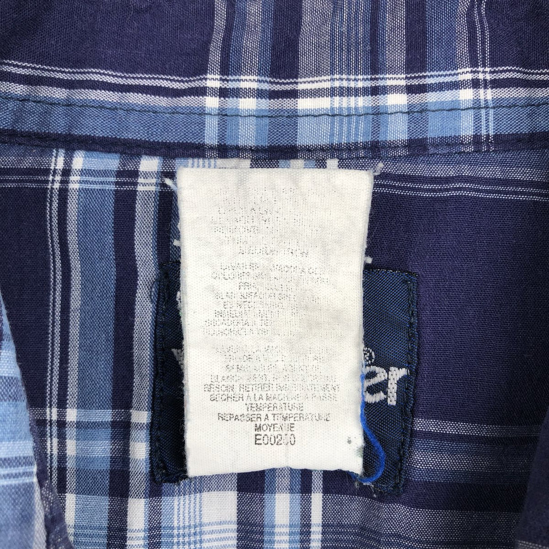 Wrangler Check Pattern Short-Sleeve Western Shirt, Men's Size L (approx.) unclear navy blue type Vintage Second Hand