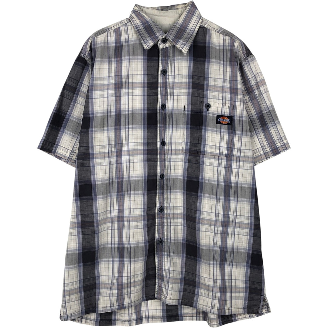 Dickies Check Pattern Short-Sleeve Work Shirt, Men's Size M (Equivalent), Boxy Shirt cotton blue type Vintage Second Hand