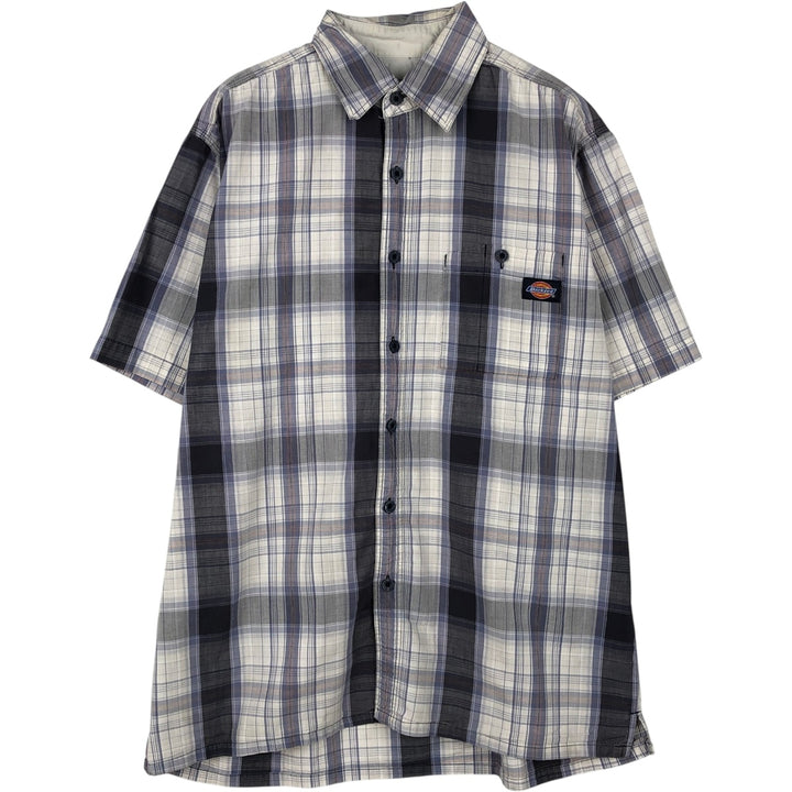 Dickies Check Pattern Short-Sleeve Work Shirt, Men's Size M (Equivalent), Boxy Shirt cotton blue type Vintage Second Hand