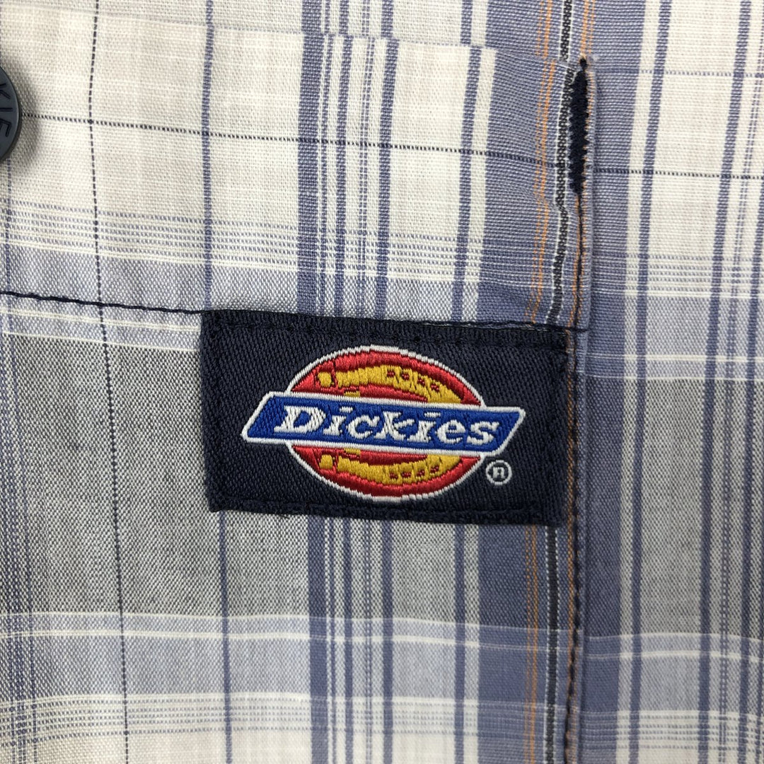 Dickies Check Pattern Short-Sleeve Work Shirt, Men's Size M (Equivalent), Boxy Shirt cotton blue type Vintage Second Hand