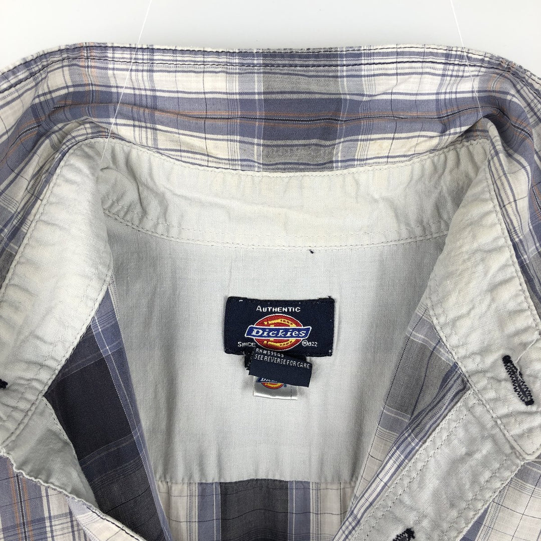 Dickies Check Pattern Short-Sleeve Work Shirt, Men's Size M (Equivalent), Boxy Shirt cotton blue type Vintage Second Hand