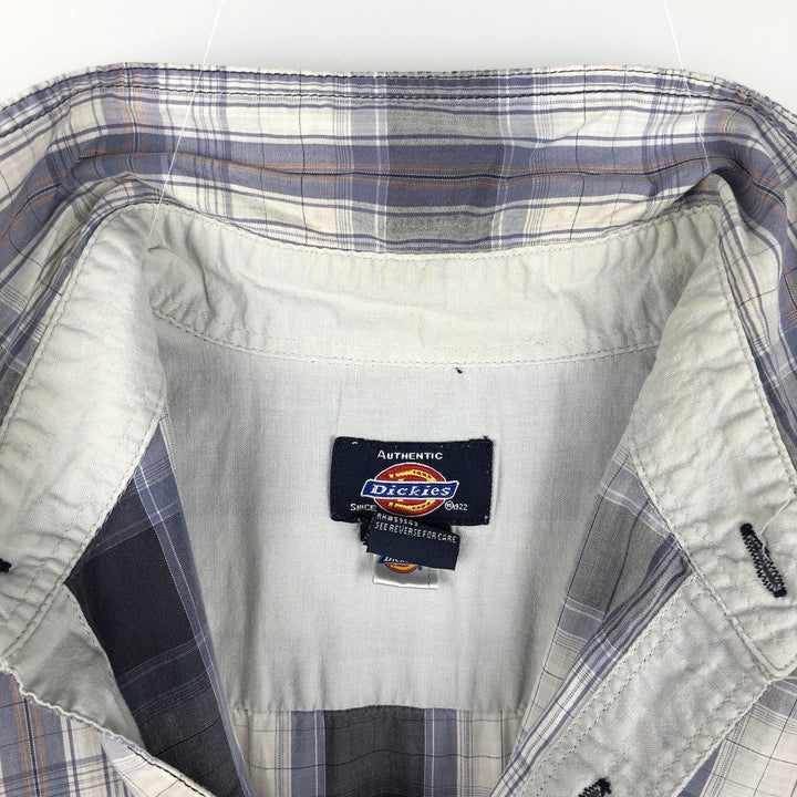 Dickies Check Pattern Short-Sleeve Work Shirt, Men's Size M (Equivalent), Boxy Shirt cotton blue type Vintage Second Hand