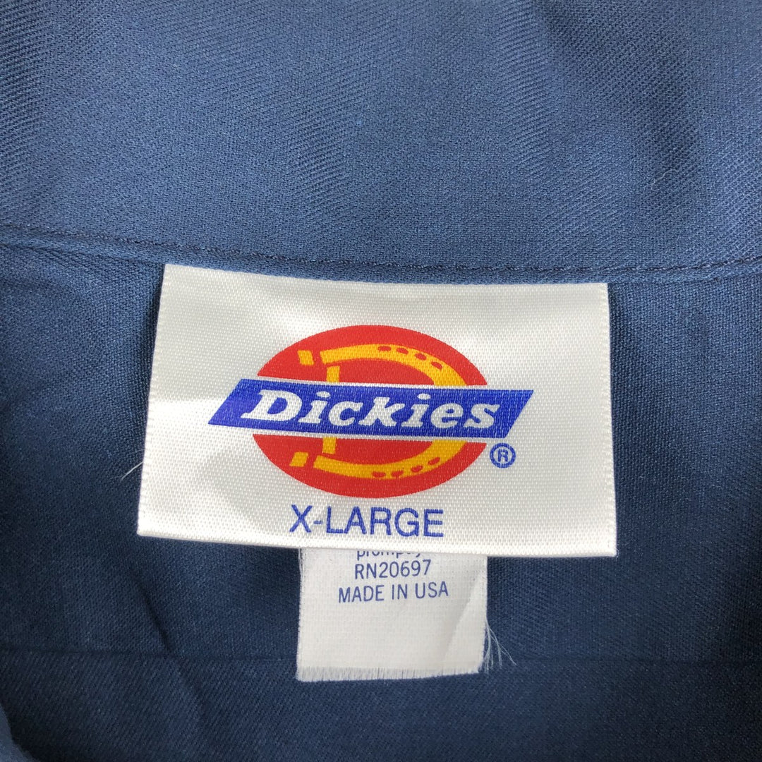 Dickies short-sleeved work shirt, made in the USA, men's size XL. polyester navy blue type Vintage Second Hand