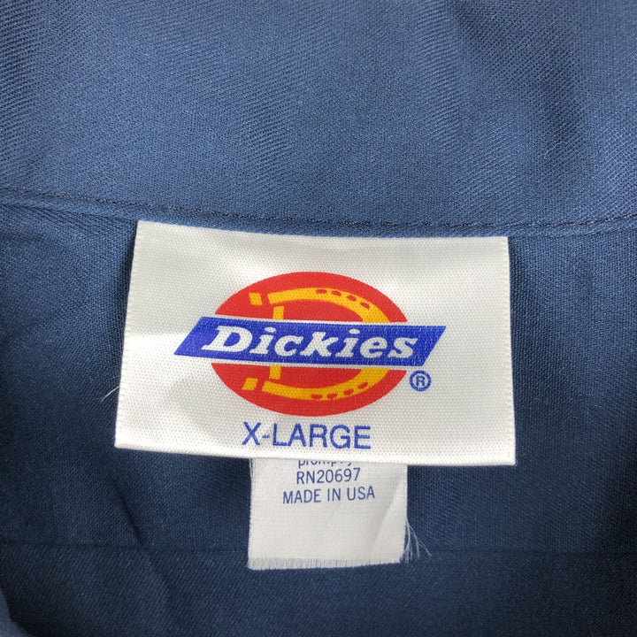 Dickies short-sleeved work shirt, made in the USA, men's size XL. polyester navy blue type Vintage Second Hand