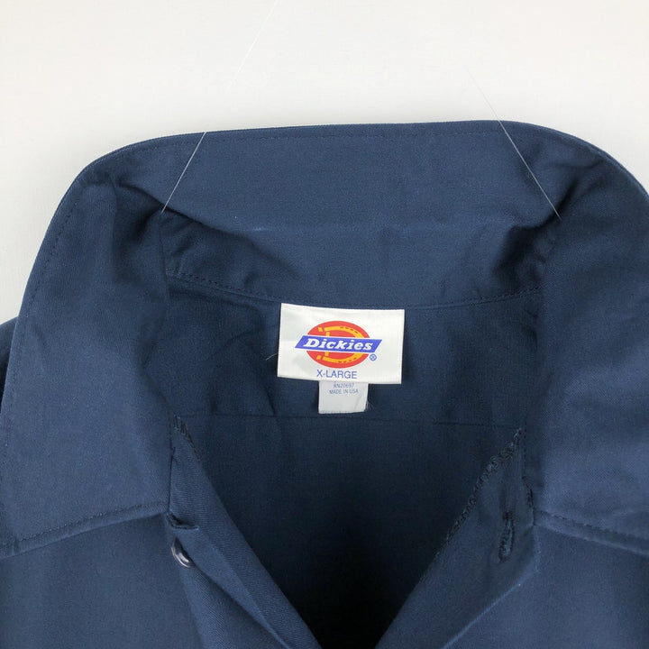 Dickies short-sleeved work shirt, made in the USA, men's size XL. polyester navy blue type Vintage Second Hand