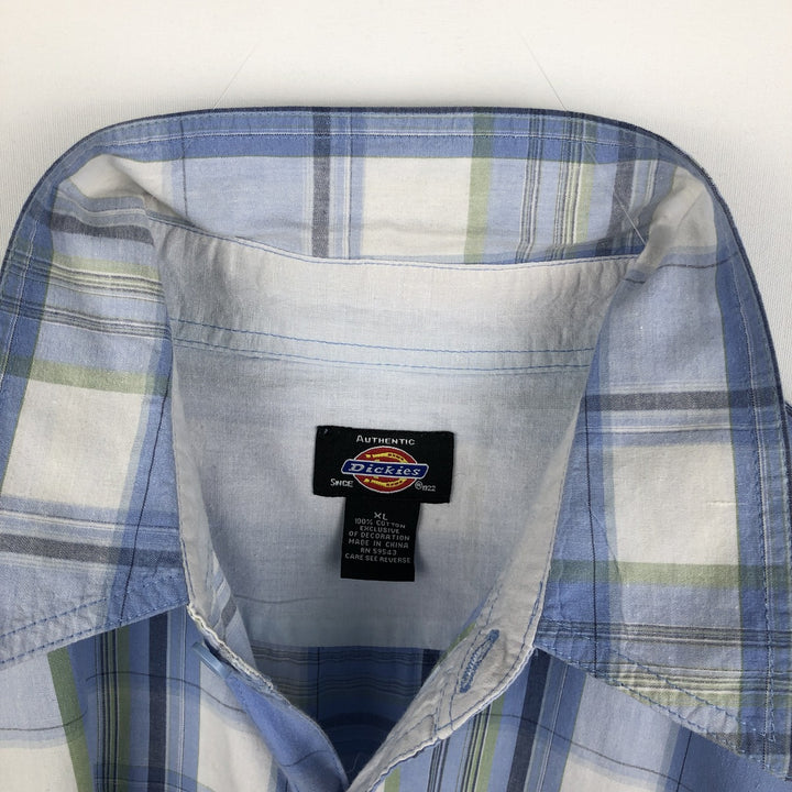 Dickies short-sleeved work shirt, men's size XL. cotton blue type Vintage Second Hand