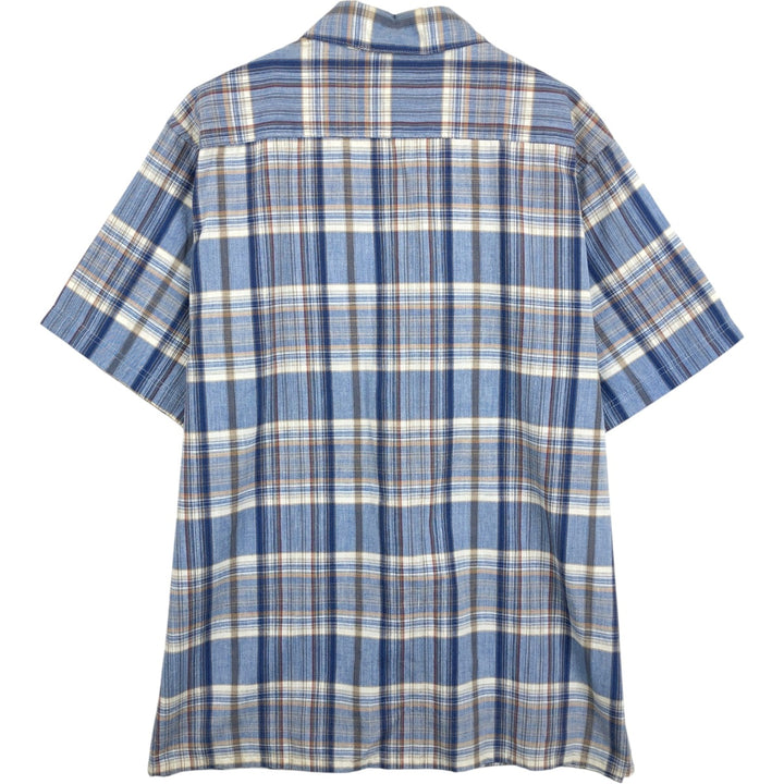 Dickies Check Pattern Open Collar Short Sleeve Work Shirt Box Shirt Men's Size M (approx.) cotton blue type Vintage Second Hand