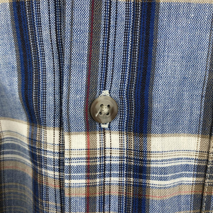 Dickies Check Pattern Open Collar Short Sleeve Work Shirt Box Shirt Men's Size M (approx.) cotton blue type Vintage Second Hand