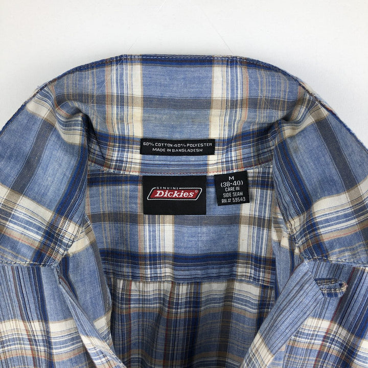Dickies Check Pattern Open Collar Short Sleeve Work Shirt Box Shirt Men's Size M (approx.) cotton blue type Vintage Second Hand