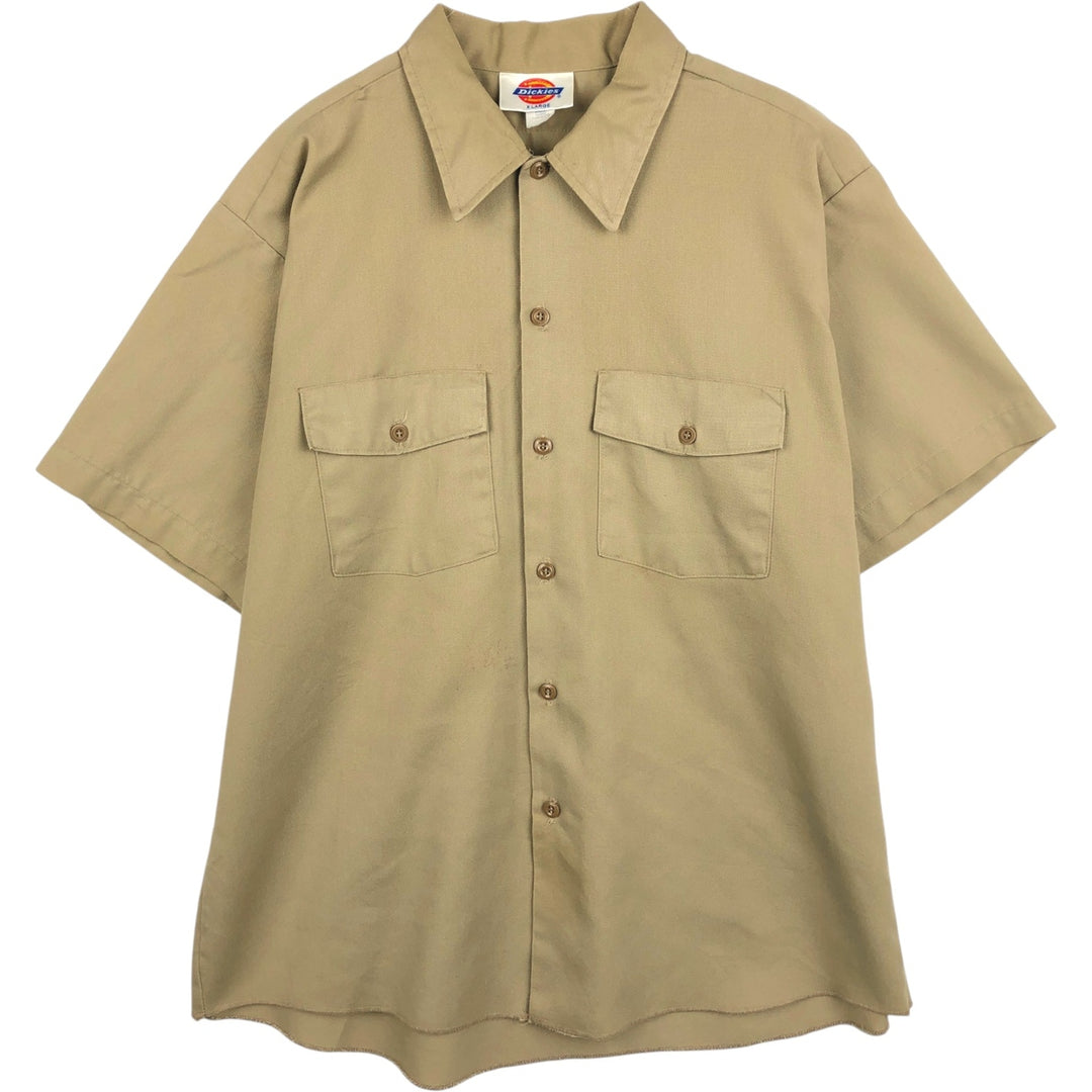 Dickies short-sleeved work shirt, made in the USA, men's size XL. polyester Beige type Vintage Second Hand