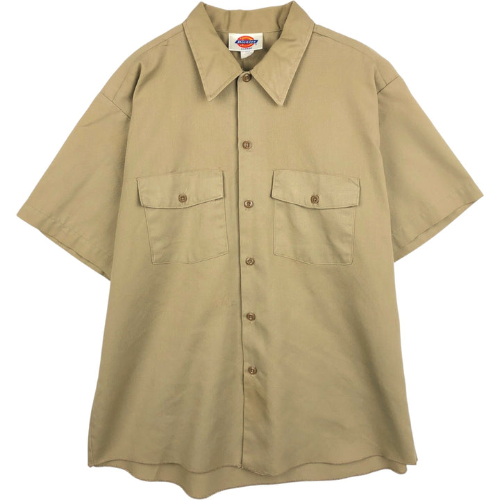 Dickies short-sleeved work shirt, made in the USA, men's size XL. polyester Beige type Vintage Second Hand