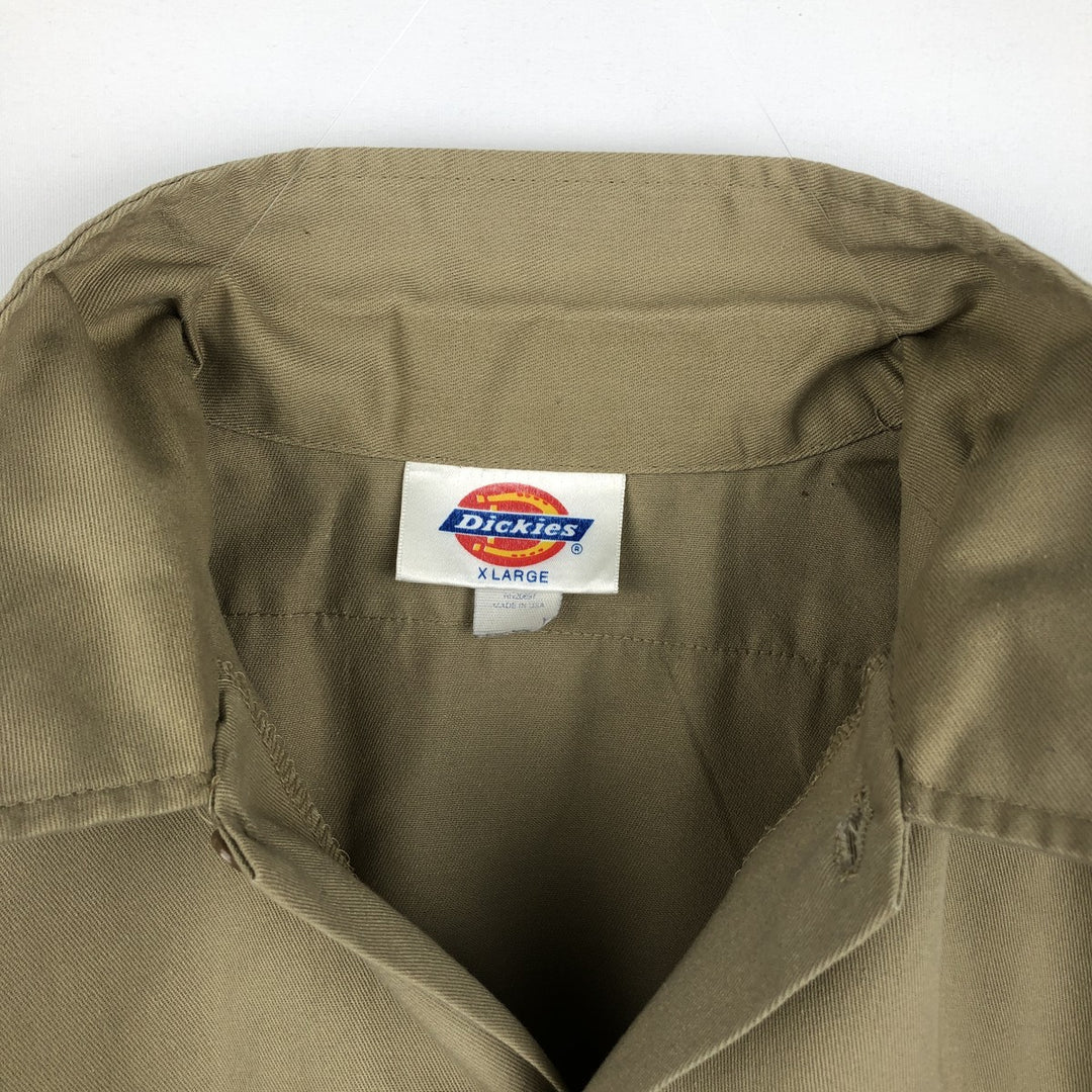 Dickies short-sleeved work shirt, made in the USA, men's size XL. polyester Beige type Vintage Second Hand