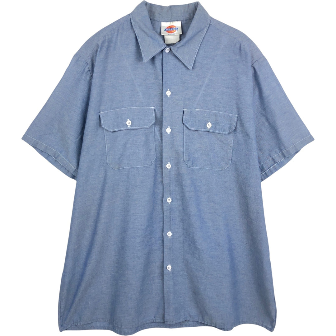 Dickies short-sleeved work shirt, men's size XL. polyester blue type Vintage Second Hand