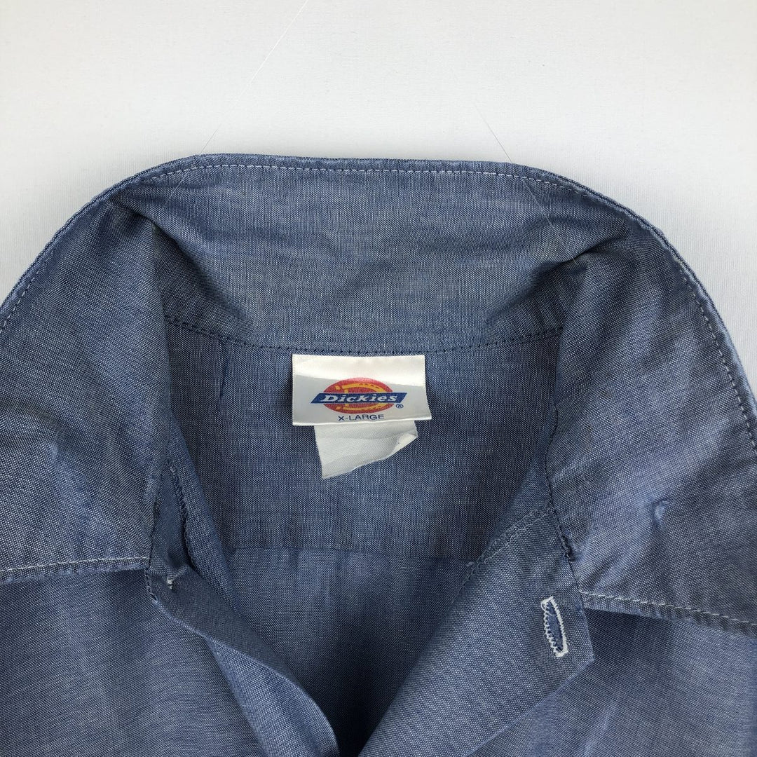 Dickies short-sleeved work shirt, men's size XL. polyester blue type Vintage Second Hand