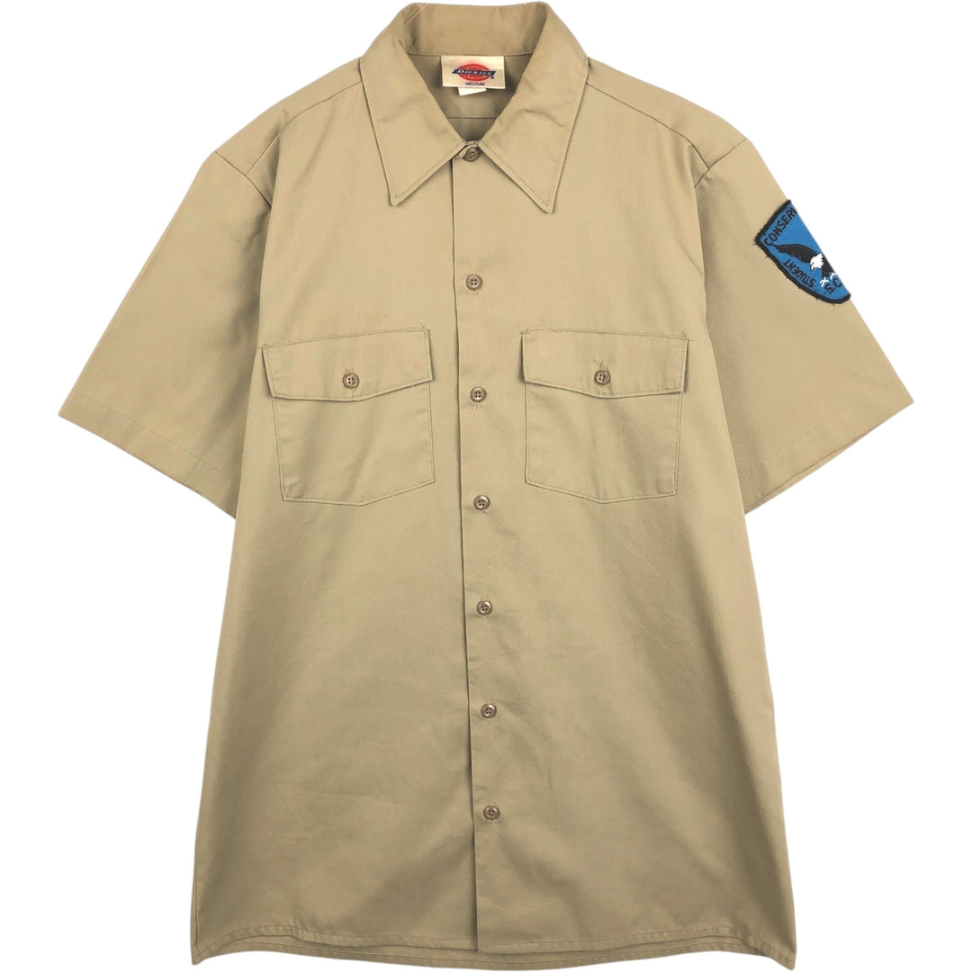 Dickies short-sleeved work shirt, made in USA, men's size M (equivalent to size M). polyester Beige type Vintage Second Hand