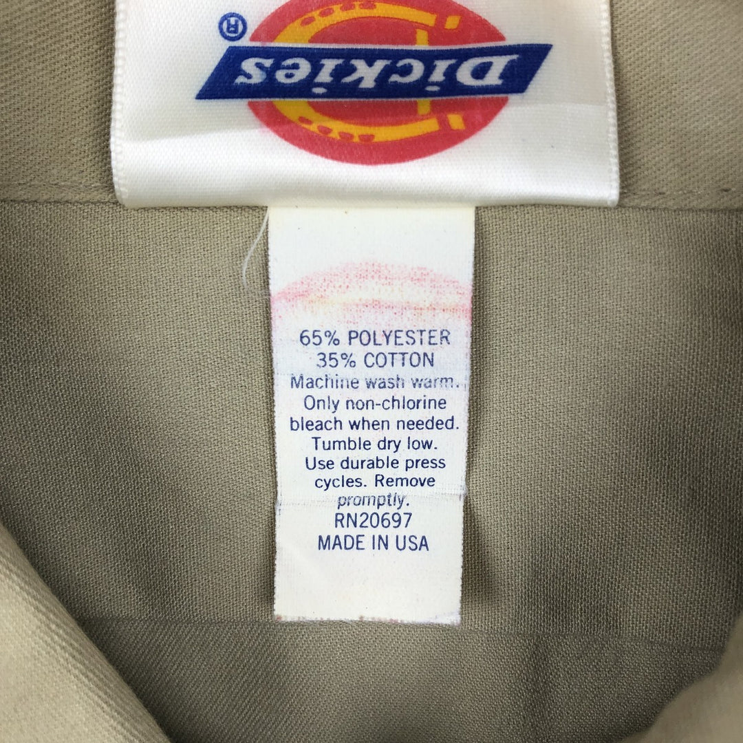 Dickies short-sleeved work shirt, made in USA, men's size M (equivalent to size M). polyester Beige type Vintage Second Hand