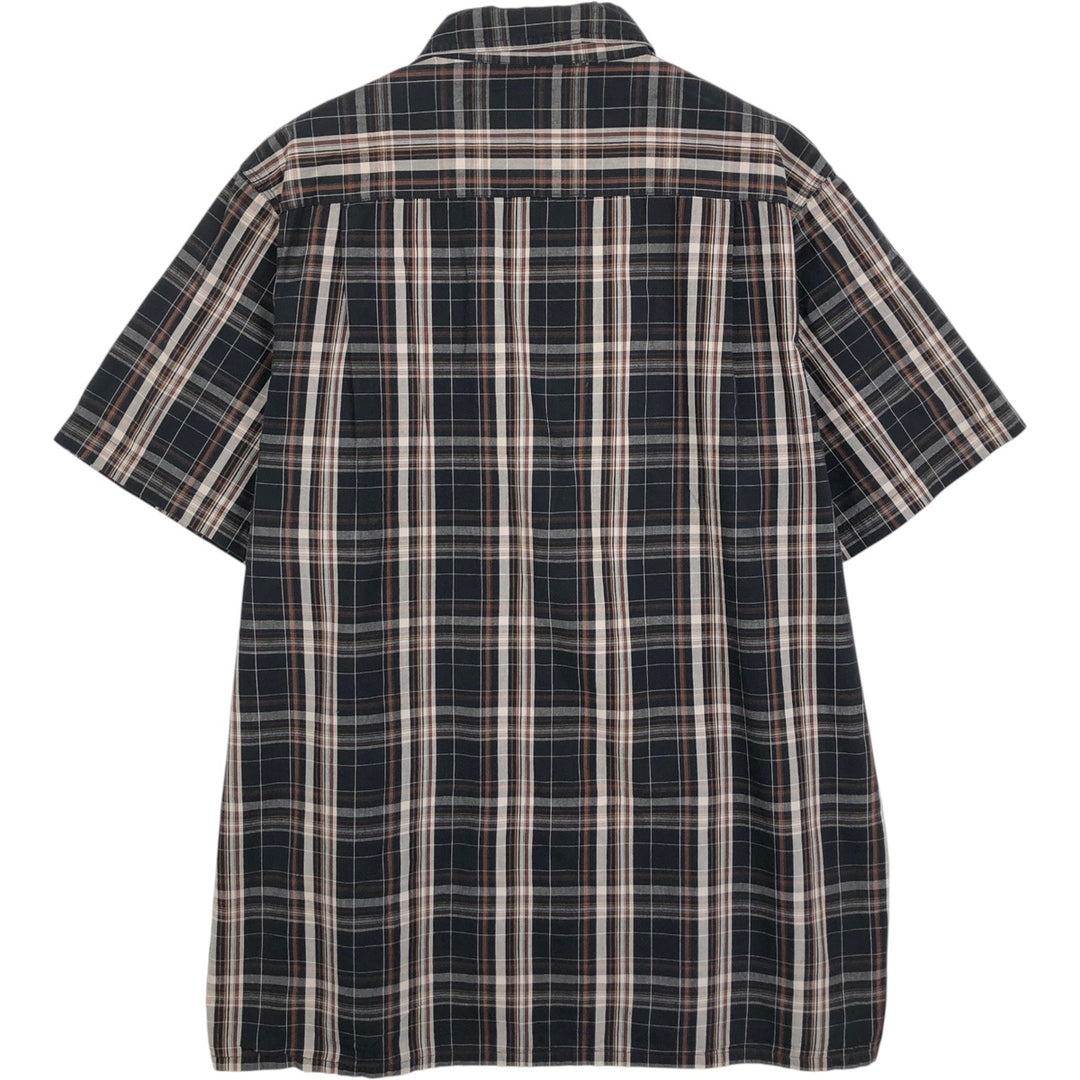 Dickies Check Pattern Short Sleeve Work Shirt Box Shirt Men's XL cotton black type Vintage Second Hand