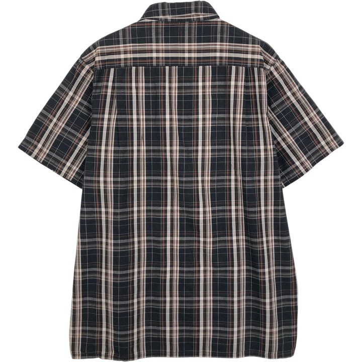 Dickies Check Pattern Short Sleeve Work Shirt Box Shirt Men's XL cotton black type Vintage Second Hand