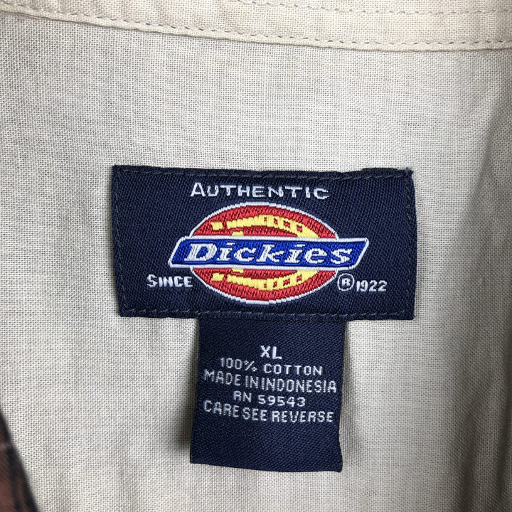 Dickies Check Pattern Short Sleeve Work Shirt Box Shirt Men's XL cotton black type Vintage Second Hand