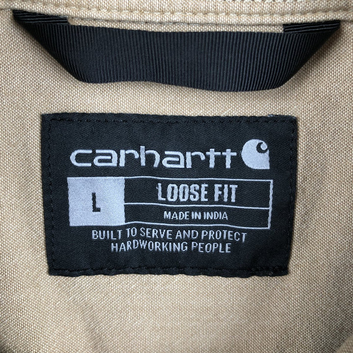 Carhartt Loose Fit Button-Down Short Sleeve Work Shirt, Men's Size L cotton Beige type Vintage Second Hand