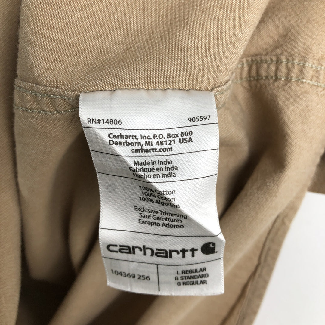 Carhartt Loose Fit Button-Down Short Sleeve Work Shirt, Men's Size L cotton Beige type Vintage Second Hand