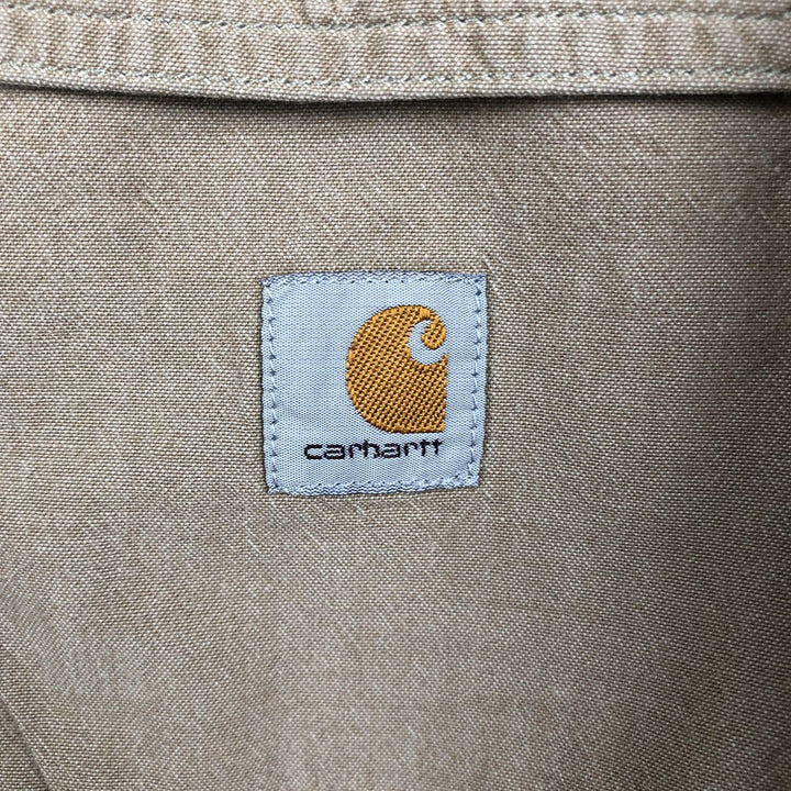 Carhartt Loose Fit Button-Down Short Sleeve Work Shirt, Men's Size L cotton Beige type Vintage Second Hand
