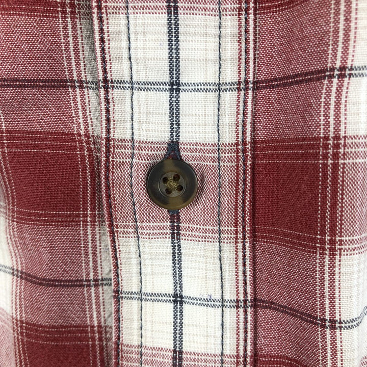 Carhartt ORIGINAL FIT Check Pattern Button-Down Short-Sleeve Work Shirt (Men's Size L) cotton red type Vintage Second Hand