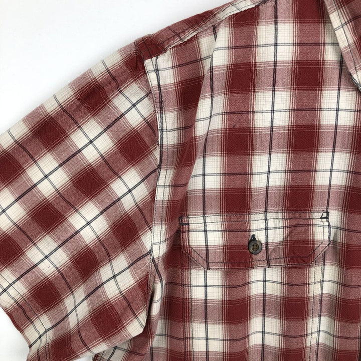 Carhartt ORIGINAL FIT Check Pattern Button-Down Short-Sleeve Work Shirt (Men's Size L) cotton red type Vintage Second Hand