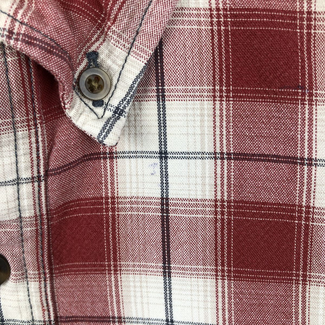 Carhartt ORIGINAL FIT Check Pattern Button-Down Short-Sleeve Work Shirt (Men's Size L) cotton red type Vintage Second Hand