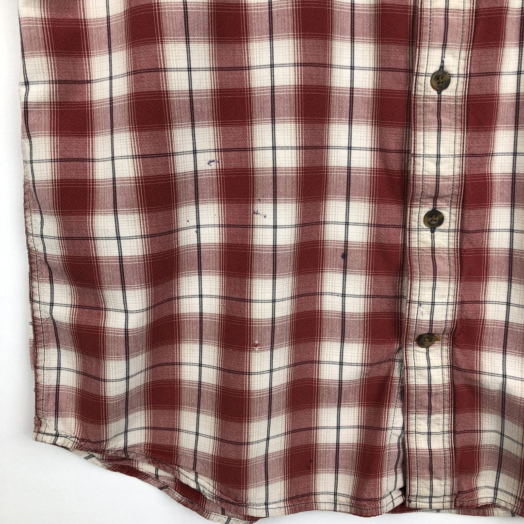 Carhartt ORIGINAL FIT Check Pattern Button-Down Short-Sleeve Work Shirt (Men's Size L) cotton red type Vintage Second Hand
