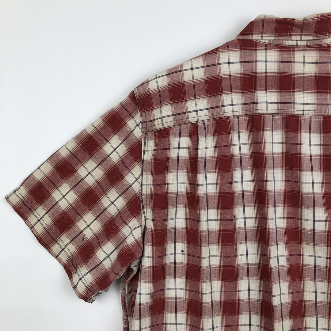 Carhartt ORIGINAL FIT Check Pattern Button-Down Short-Sleeve Work Shirt (Men's Size L) cotton red type Vintage Second Hand