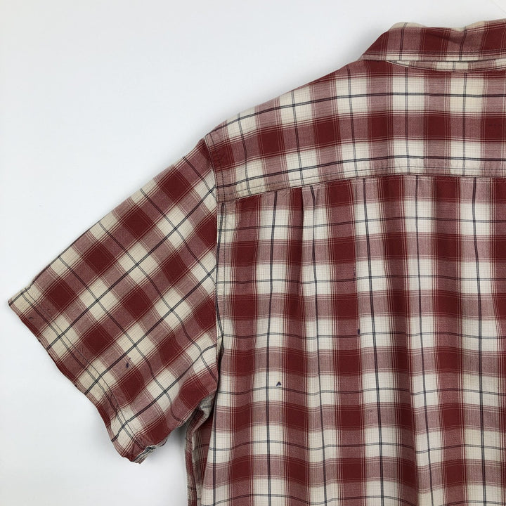 Carhartt ORIGINAL FIT Check Pattern Button-Down Short-Sleeve Work Shirt (Men's Size L) cotton red type Vintage Second Hand
