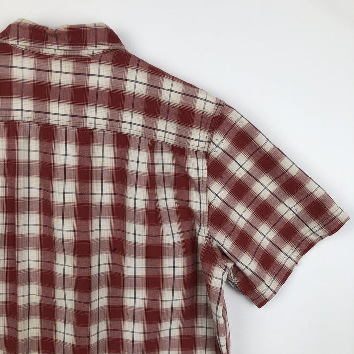 Carhartt ORIGINAL FIT Check Pattern Button-Down Short-Sleeve Work Shirt (Men's Size L) cotton red type Vintage Second Hand