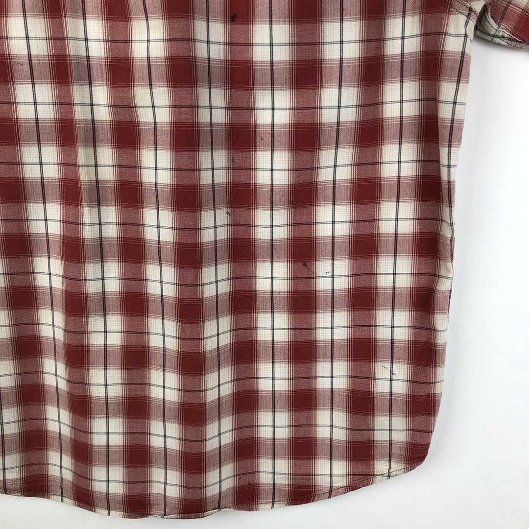 Carhartt ORIGINAL FIT Check Pattern Button-Down Short-Sleeve Work Shirt (Men's Size L) cotton red type Vintage Second Hand
