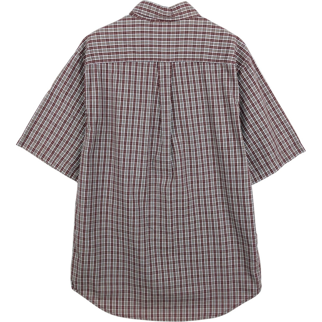 Carhartt Check Pattern Button-Down Short-Sleeve Work Shirt, Men's Size M (approx.) cotton red type reddish brown Vintage Second Hand