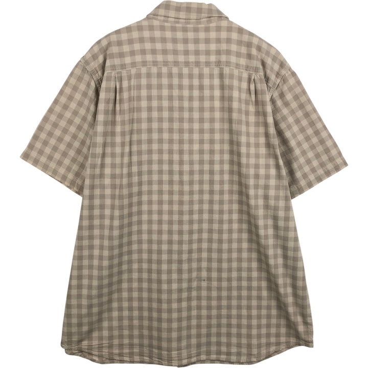 Carhartt Loose Fit Check Pattern Button-down Short Sleeve Work Shirt, Men's XL cotton Beige type Vintage Second Hand