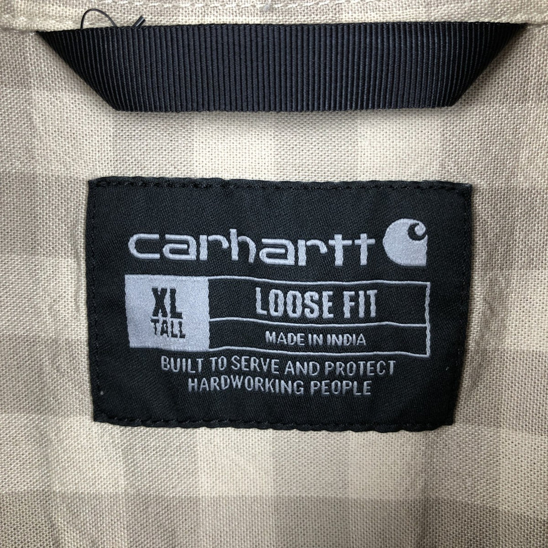 Carhartt Loose Fit Check Pattern Button-down Short Sleeve Work Shirt, Men's XL cotton Beige type Vintage Second Hand