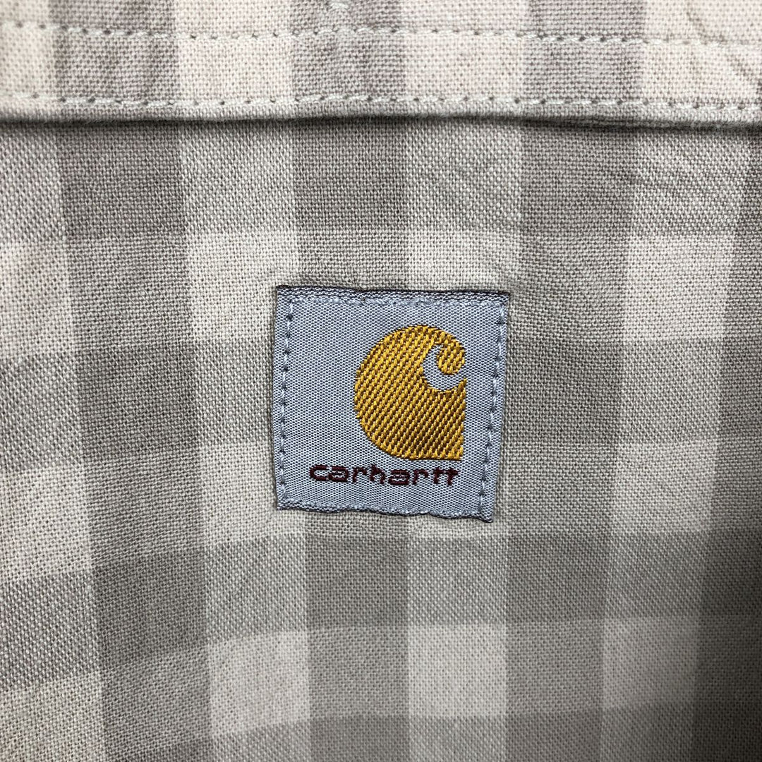Carhartt Loose Fit Check Pattern Button-down Short Sleeve Work Shirt, Men's XL cotton Beige type Vintage Second Hand