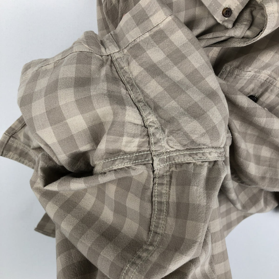Carhartt Loose Fit Check Pattern Button-down Short Sleeve Work Shirt, Men's XL cotton Beige type Vintage Second Hand
