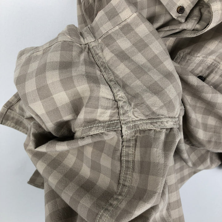 Carhartt Loose Fit Check Pattern Button-down Short Sleeve Work Shirt, Men's XL cotton Beige type Vintage Second Hand