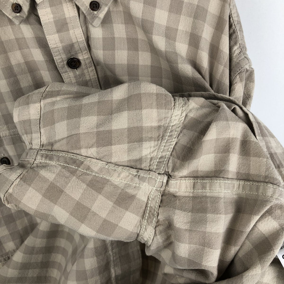 Carhartt Loose Fit Check Pattern Button-down Short Sleeve Work Shirt, Men's XL cotton Beige type Vintage Second Hand