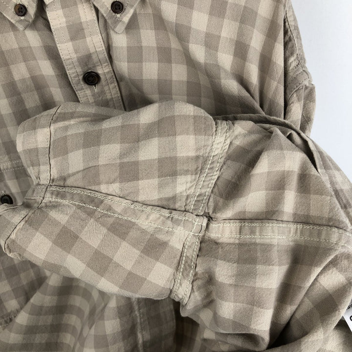 Carhartt Loose Fit Check Pattern Button-down Short Sleeve Work Shirt, Men's XL cotton Beige type Vintage Second Hand