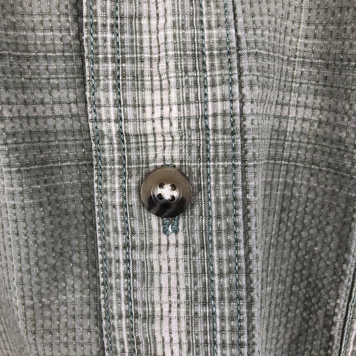 2000'S Carhartt Check Pattern Seersucker Short-Sleeve Work Shirt, Boxy Shirt, Men's Size L (approx.) cotton Khaki type Vintage Second Hand