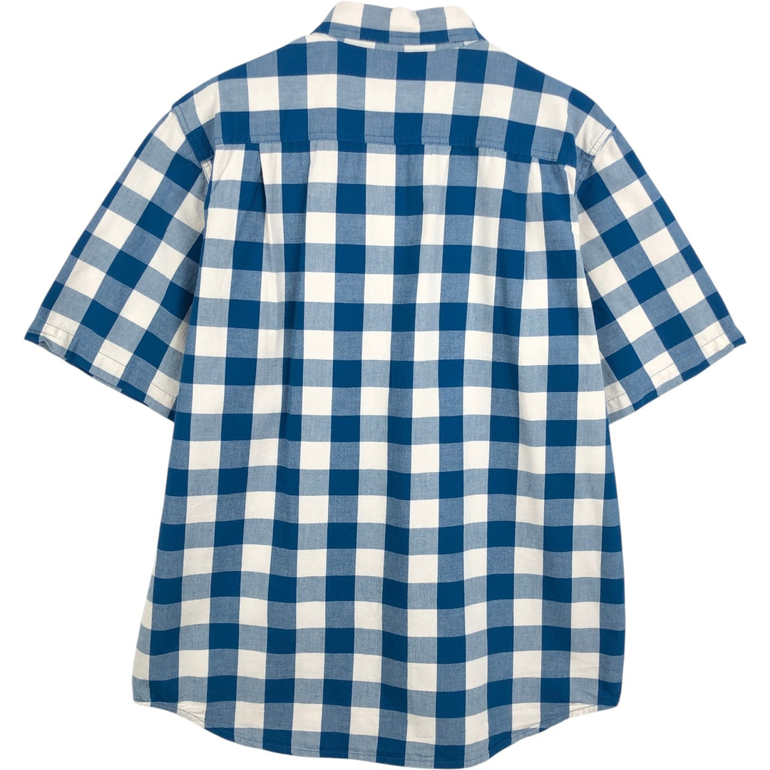 Carhartt Check Pattern Buffalo Check Button-Down Short-Sleeve Work Shirt, Men's Size M (approx.) cotton blue type Vintage Second Hand