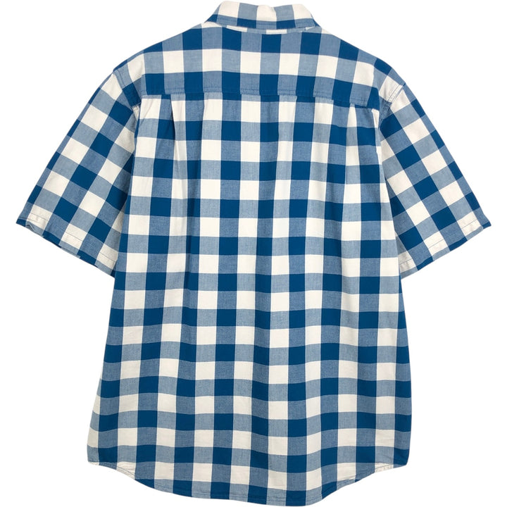 Carhartt Check Pattern Buffalo Check Button-Down Short-Sleeve Work Shirt, Men's Size M (approx.) cotton blue type Vintage Second Hand