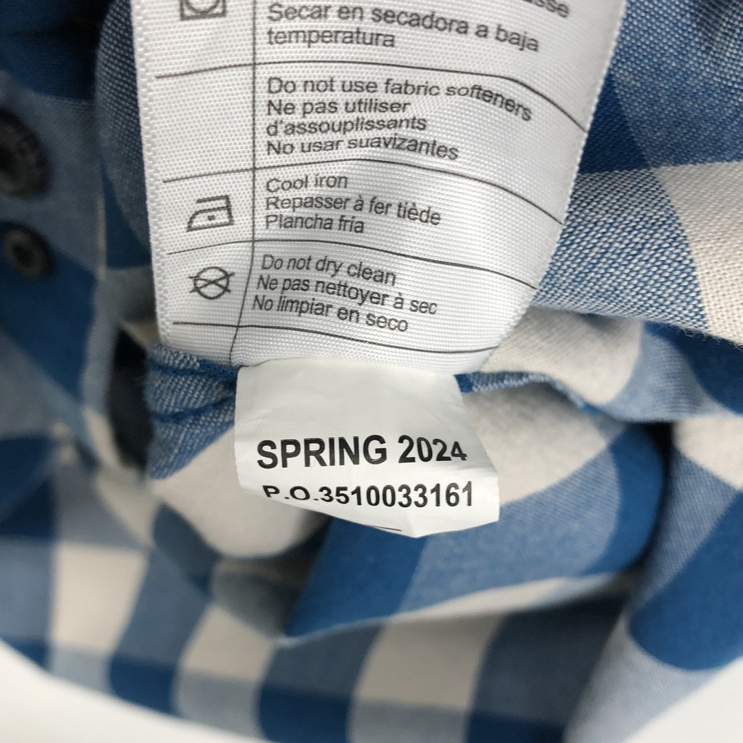 Carhartt Check Pattern Buffalo Check Button-Down Short-Sleeve Work Shirt, Men's Size M (approx.) cotton blue type Vintage Second Hand