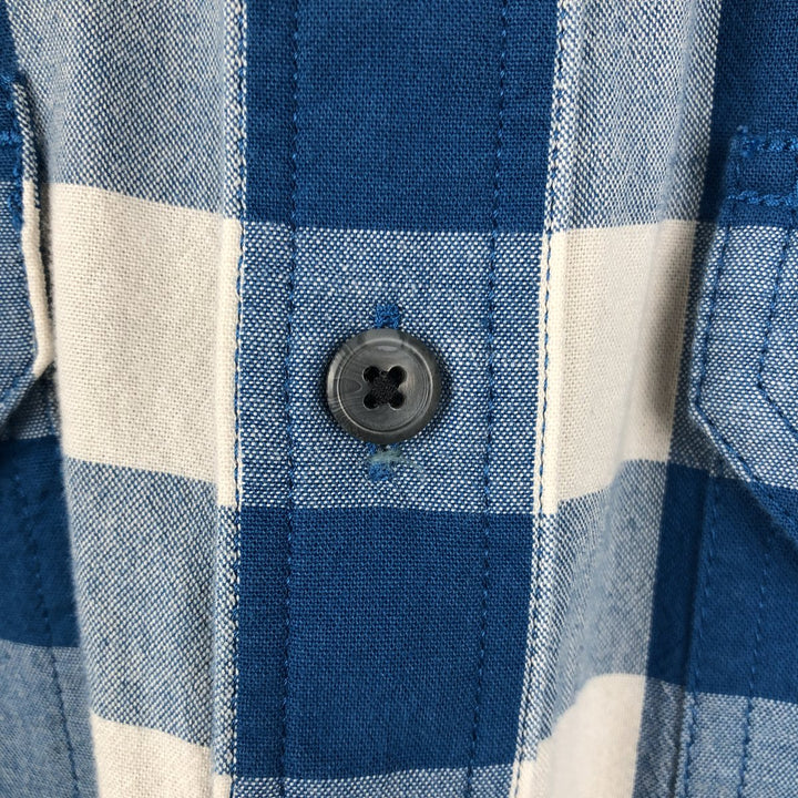 Carhartt Check Pattern Buffalo Check Button-Down Short-Sleeve Work Shirt, Men's Size M (approx.) cotton blue type Vintage Second Hand